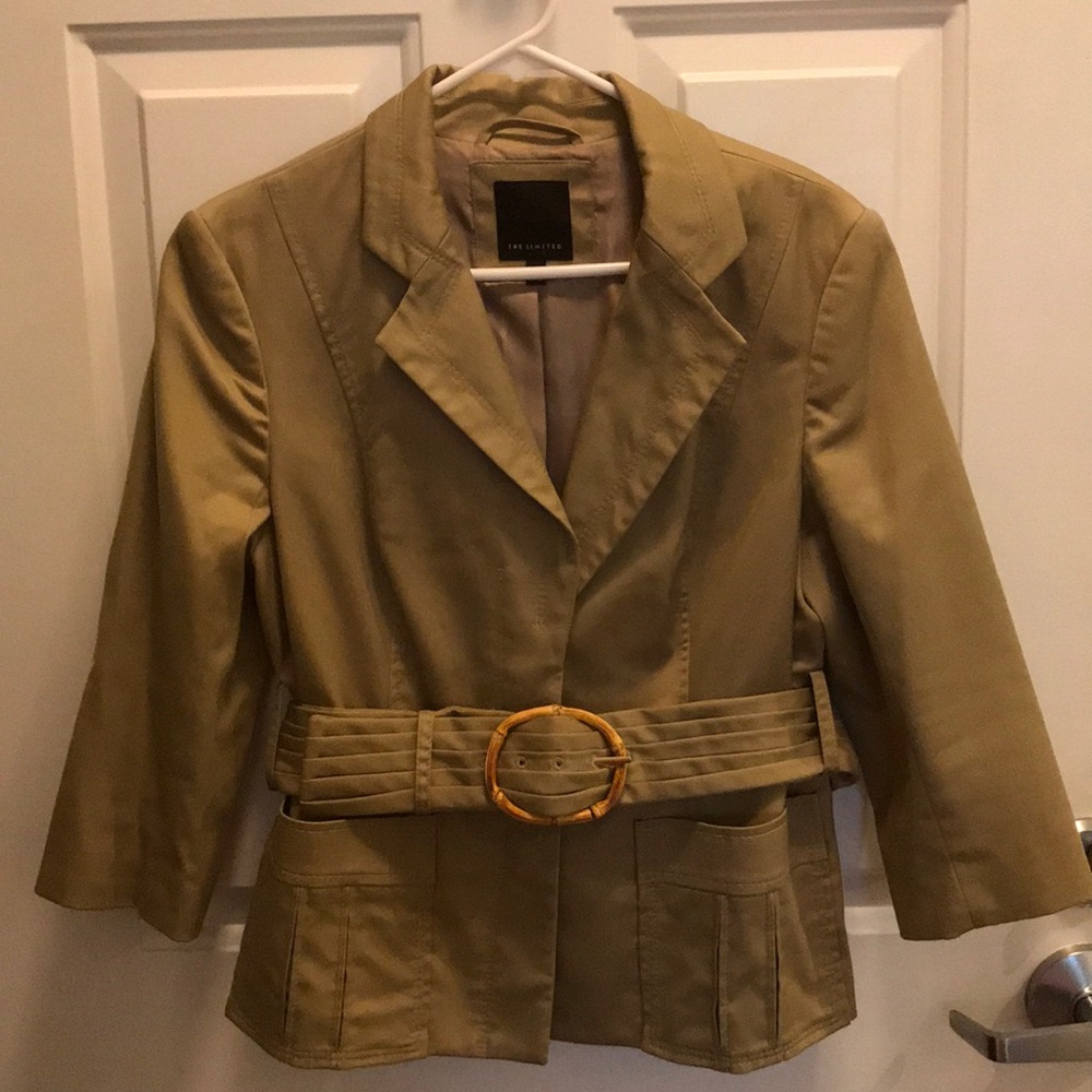 Limited tan khaki blazer with bamboo belt